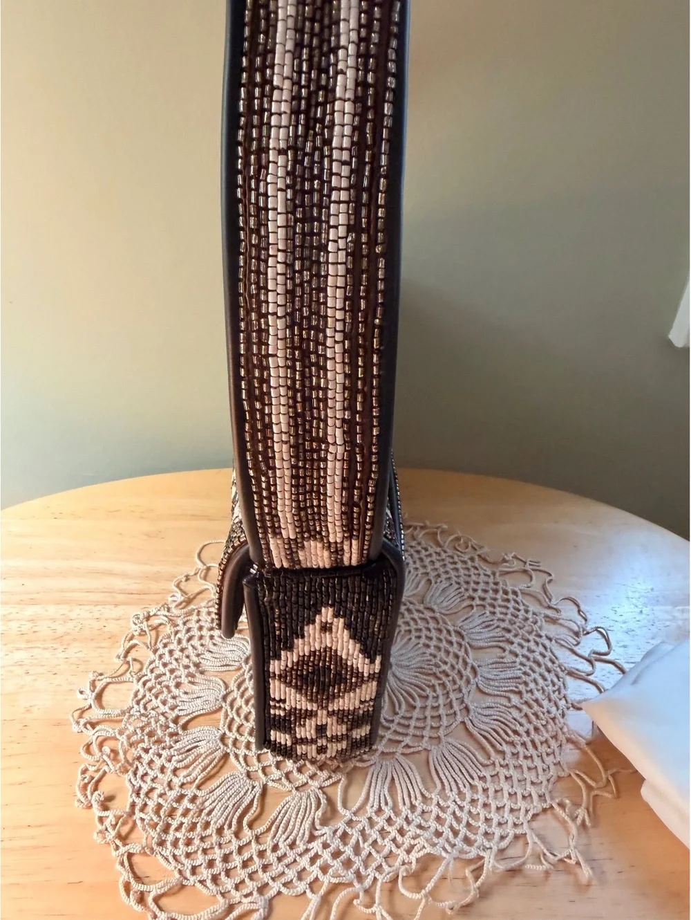 STAUD Zermatt Beaded Shoulder Bag with Geometric Pattern